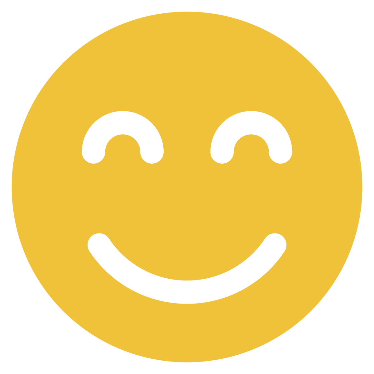 A yellow smiley face with eyes closed.