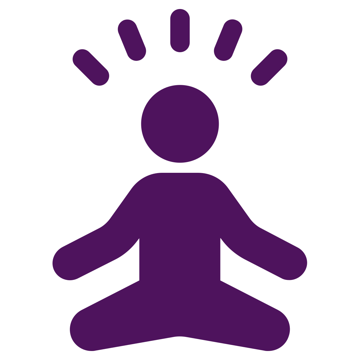 A purple person sitting in the middle of a circle.